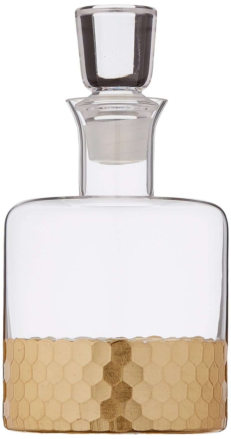 Fitz & Floyd Fitz and Floyd Daphne Decorative Whiskey Decanter Set with Top Glass for Wine, Bourbon, Brandy, Liquor, 5 Piece, Gold - Image 2